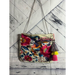 Unbranded White Floral Embroidered Crossbody Bag